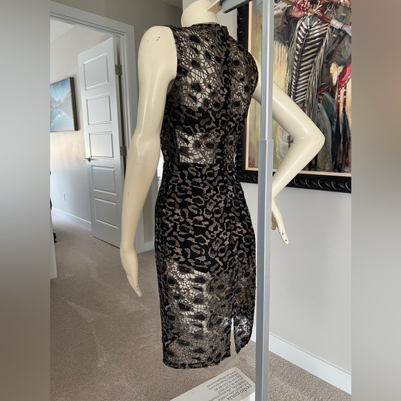 BCBG MAXAZRIA Riley Metallic Leopard Dress BLACK - GOLD Metallic - Picture 8 of 10